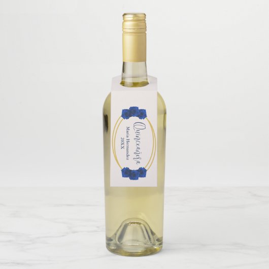 青と王室の金ゴールド幾何学模様キンセニェラ ボトルネックタグ (ボトル)