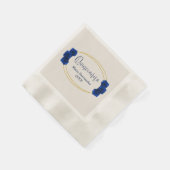 青と王室の金ゴールド幾何学模様キンセニェラ 縁ありカクテルナプキン (角)