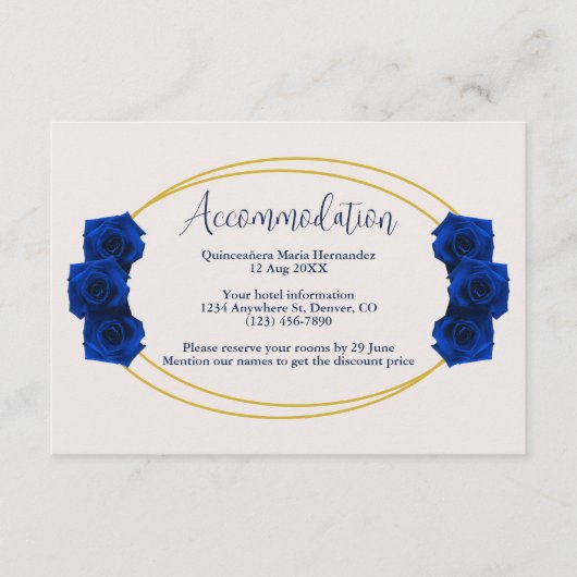 青と王室の金ゴールド幾何学模様 エンクロージャーカード (正面)