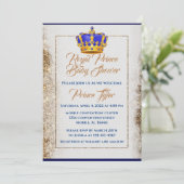 青と王室の金ゴールド皇太子の赤ちゃんシャワー 招待状 (スタンド正面)