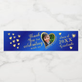 青と王室の金ゴールド2025年卒業ありがとう ペットボトルラベル (シングルラベル)