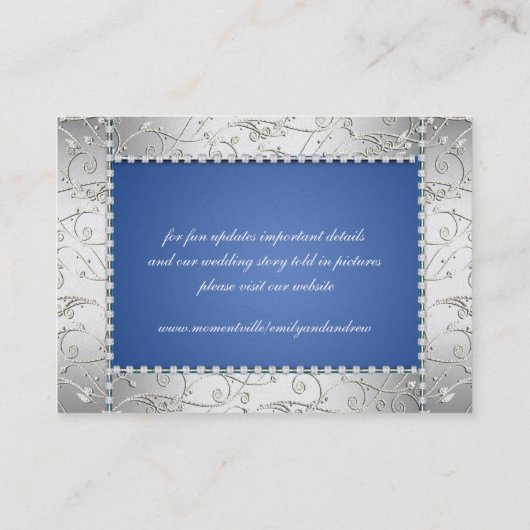 青と王室の銀の渦巻表の座席表 プレイスカード (裏面)