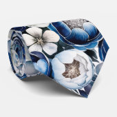 青と王室の銀の輝く牡丹の新郎 ネクタイ (ロール)