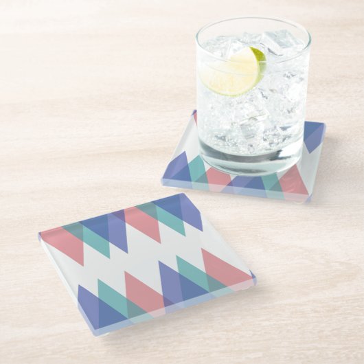 青と珊瑚の三角形 ガラスコースター (アングル)