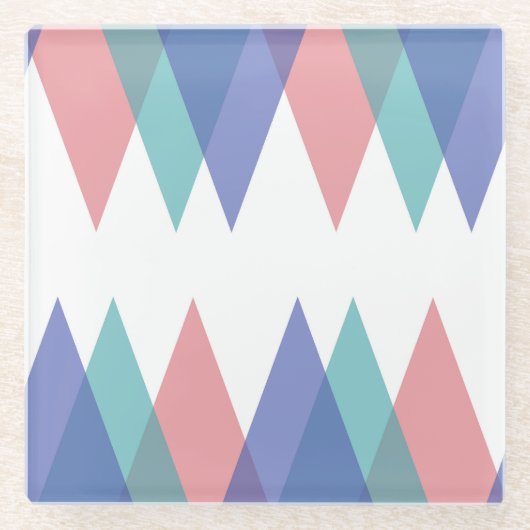青と珊瑚の三角形 ガラスコースター (正面)
