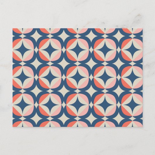 青と珊瑚の幾何学模様 シーズンポストカード (正面)