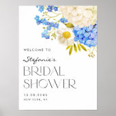 青と白あじさいブライダルシャワーへようこそ ポスター (正面)