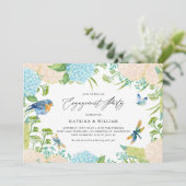 青と白あじさい植物学婚約 招待状 (スタンド正面)