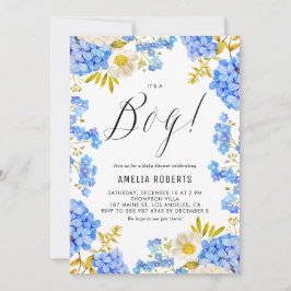 青と白あじさい男の子の赤ちゃんシャワー 招待状