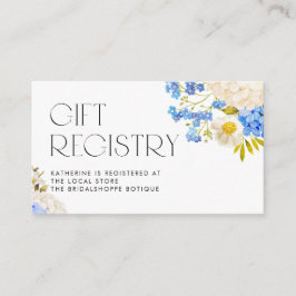 青と白あじさい赤ちゃんシャワーのレジストリ エンクロージャーカード