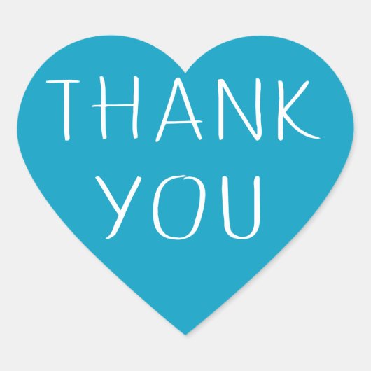 青と白ありがとうターコイズハートラブ ハートシール (正面)