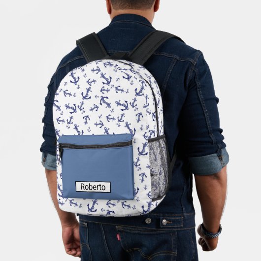 青と白いかり プリントバックパック (インサイチュ (モデル))