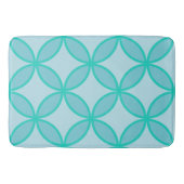 青と白い丸の花の花弁のパターン バスマット (正面)