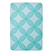 青と白い丸の花の花弁のパターン バスマット (正面縦)