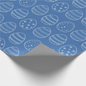 青と白い輪郭のイースターエッグ ラッピングペーパー (角)