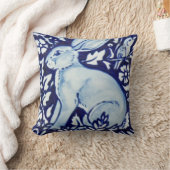 青と白うさぎアクセント枕デコバルト クッション (ブランケット)