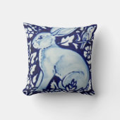 青と白うさぎアクセント枕デコバルト クッション (正面)