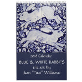 青と白うさぎタイルのアート任意の年のカレンダー カレンダー (カバー)