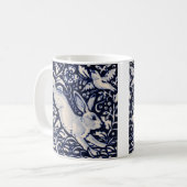 青と白うさぎタイルウッドランド花鳥 コーヒーマグカップ (正面左)