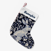 青と白うさぎハレバニークリスマスペット スモールクリスマスストッキング (正面 (吊り時))