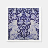 青と白うさぎバニーバードフローラ復活祭 スタンダードカクテルナプキン (正面)