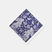 青と白うさぎバニーバードフローラ復活祭 スタンダードカクテルナプキン (角)