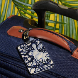 青と白うさぎバニーフローラウッドランド自然 ラゲッジタグ