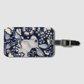 青と白うさぎバニーフローラウッドランド自然 ラゲッジタグ (正面横)