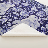 青と白うさぎバードウッドランド海軍フローラアート シェルパブランケット (3/4)