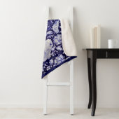 青と白うさぎバードウッドランド海軍フローラアート シェルパブランケット (インサイチュ)