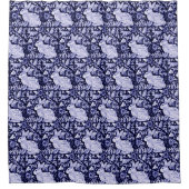 青と白うさぎバードシャワーカーテンデダム シャワーカーテン (正面)