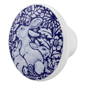 青と白うさぎファミリードロワープルノブDedham セラミックノブ (右)