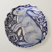 青と白うさぎ枕磁器中国藍 ラウンドクッション (裏面)