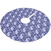 青と白うさぎ鳥クリスマスパターエレガントン ブラッシュドポリエステルツリースカート (アングル)