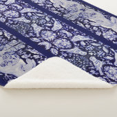 青と白うさぎ鳥フローラChinoiserie自然 シェルパブランケット (3/4)