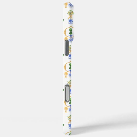 青と白かわいらしのオレンジ色のChinoiserieトピアリー Case-Mate iPhoneケース (裏面 / 右)