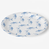 青と白が可愛いアルバコアのマグロ ペーパープレート (アングル)