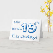 青と白で息子の19歳の誕生日の挨拶。 カード (黄色い花)