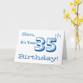 青と白で息子の35歳の誕生日の挨拶。 カード (黄色い花)