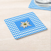 青と白とエデルワイスオクトーバーフェスト スクエアペーパーコースター (アングル)