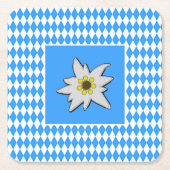 青と白とエデルワイスオクトーバーフェスト スクエアペーパーコースター (正面)