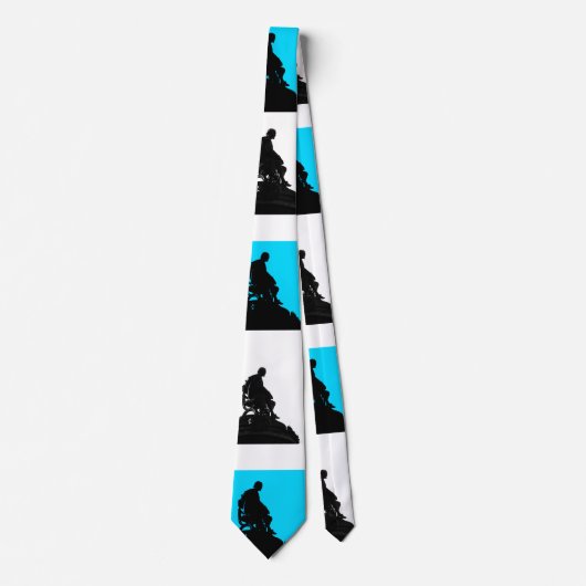 青と白と黒シェークスピアのシルエット ネクタイ (正面)