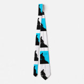 青と白と黒シェークスピアのシルエット ネクタイ (裏面)