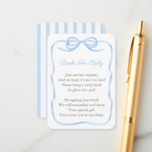 青と白に弓を引く本の赤ちゃんシャワー