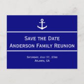 青と白のいかりファミリ懇親会日付の保存 案内ポストカード (正面)