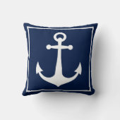 青と白のいかり航海のボートビーチ クッション (裏面)
