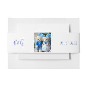 青と白のお洒落結婚フィギュア 招待状ベリーバンド (正面例)