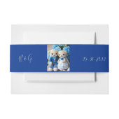 青と白のお洒落結婚フィギュア 招待状ベリーバンド (正面例)