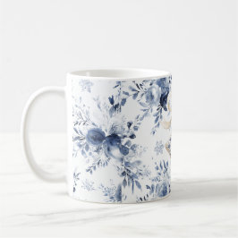 青と白のお花のスター クリスマスオーナメント コーヒーマグカップ