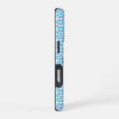 青と白のかわいらしパターンの写真 iPhoneケース (右側面)